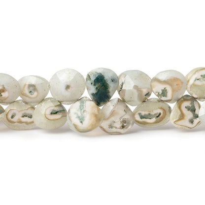 7-8.5mm Peacock Solar Quartz Faceted Heart Beads 7 inch 46 pieces