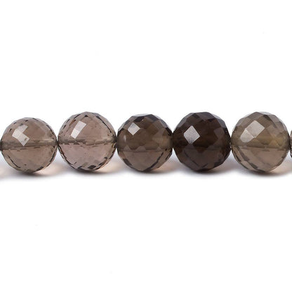 7-8.5mm Smoky Quartz Faceted Rounds 16 inch 54 beads