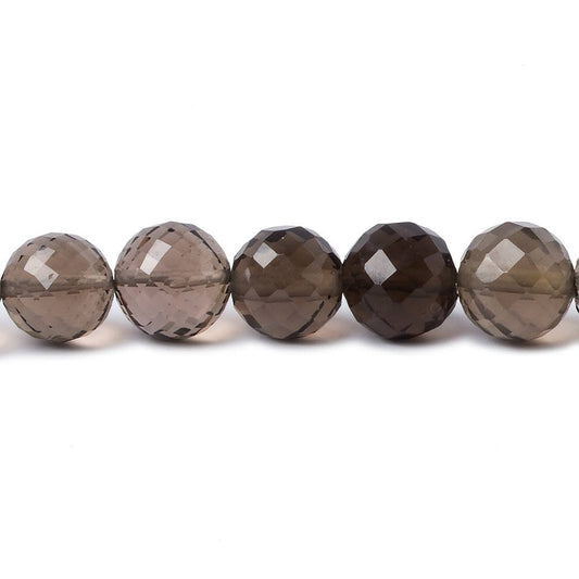 7-8.5mm Smoky Quartz Faceted Rounds 16 inch 54 beads