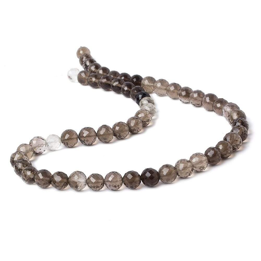 7-8.5mm Smoky Quartz Faceted Rounds 16 inch 54 beads