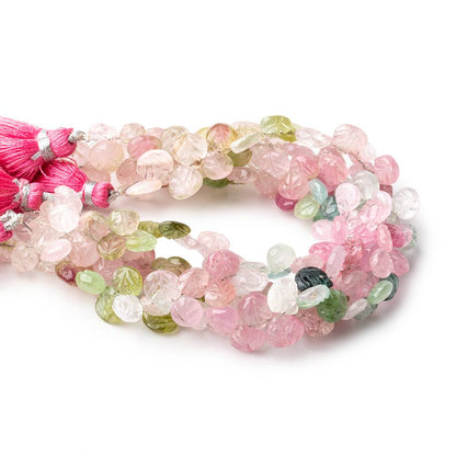 6.5mm Afghani Tourmaline Carved Heart Beads 7.5 inch 50 pieces AA