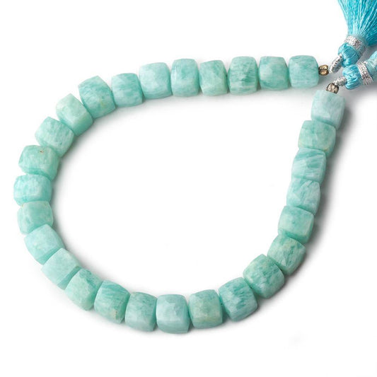 7-8mm Amazonite faceted cube beads 7.5 inch 26 pieces