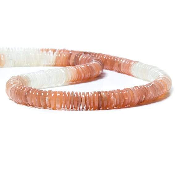 7-8mm Angel Skin and Cream Moonstone Beads Plain Rondelle 175 pcs