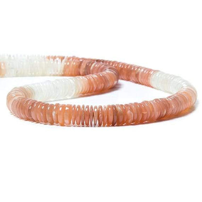 7-8mm Angel Skin and Cream Moonstone Beads Plain Rondelle 175 pcs