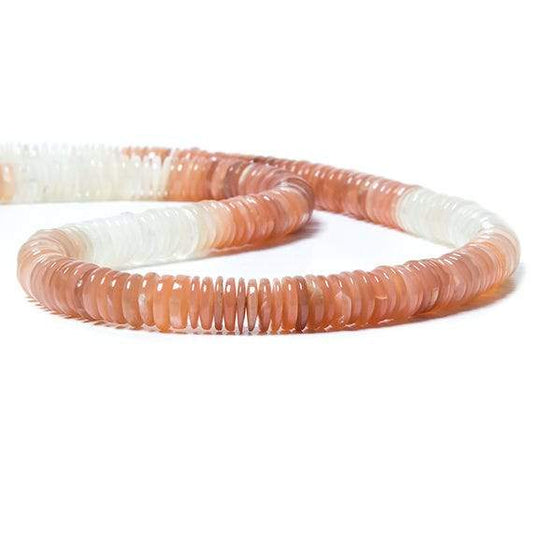 7-8mm Angel Skin and Cream Moonstone Beads Plain Rondelle 175 pcs