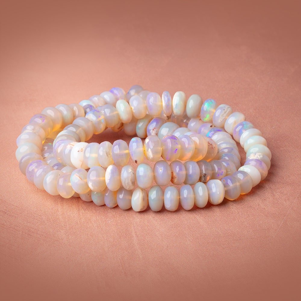 7-8mm Australian Opal Plain Rondelle Beads 20 inch 112 pieces AA