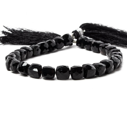 7-8mm Black Chalcedony Faceted Cube Beads 8 inch 25 pieces