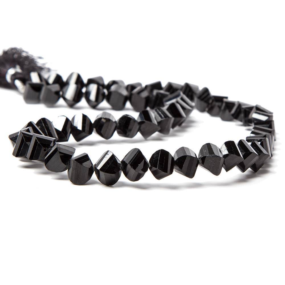7-8mm Black Spinel faceted twist beads 16 inch 53 beads