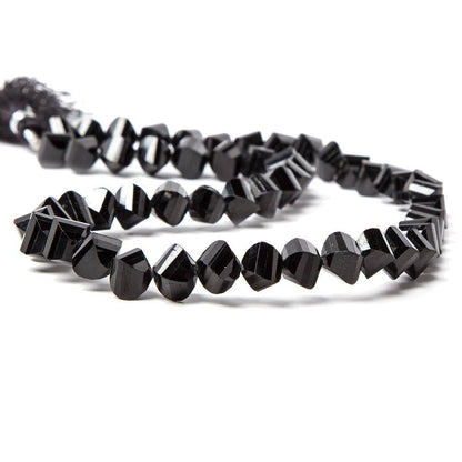 7-8mm Black Spinel faceted twist beads 16 inch 53 beads