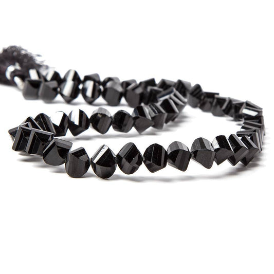 7-8mm Black Spinel faceted twist beads 16 inch 53 beads