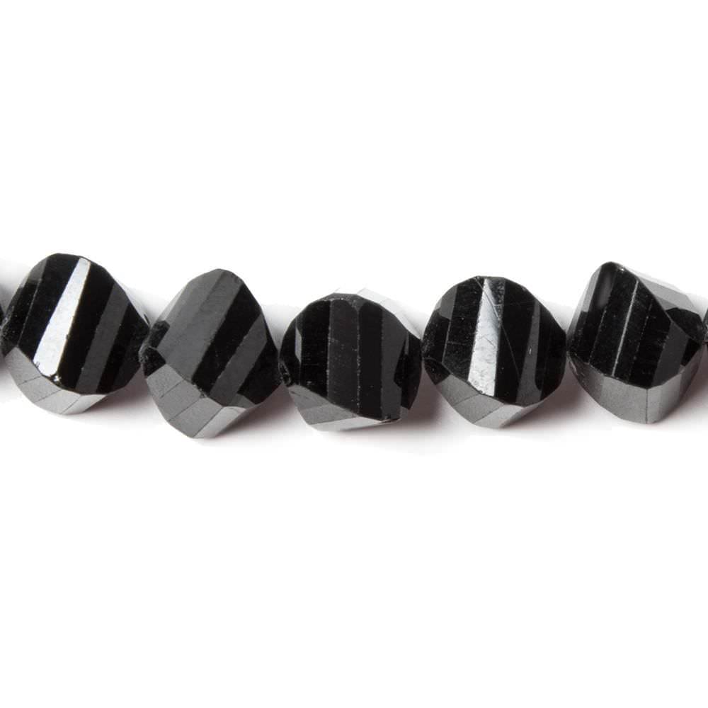 7-8mm Black Spinel faceted twist beads 16 inch 53 beads