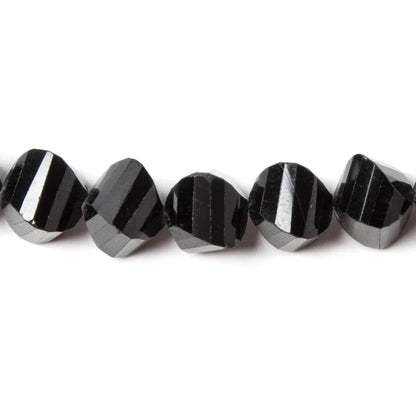 7-8mm Black Spinel faceted twist beads 16 inch 53 beads