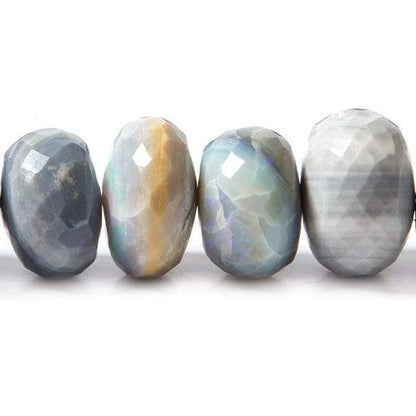 7-8mm Blue Grey Australian Opal Faceted Rondelles 18 inch 99 Beads AA
