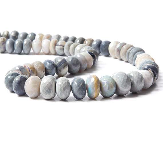 7-8mm Blue Grey Australian Opal Faceted Rondelles 18 inch 99 Beads AA