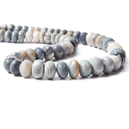 7-8mm Blue Grey Australian Opal Faceted Rondelles 18 inch 99 Beads AA