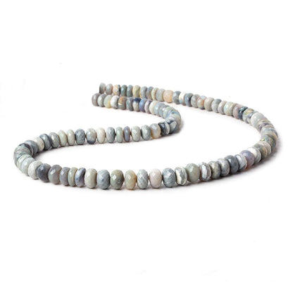 7-8mm Blue Grey Australian Opal Faceted Rondelles 18 inch 99 Beads AA