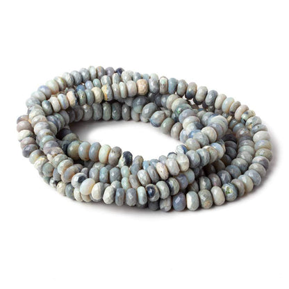 7-8mm Blue Grey Australian Opal Faceted Rondelles 18 inch 99 Beads AA