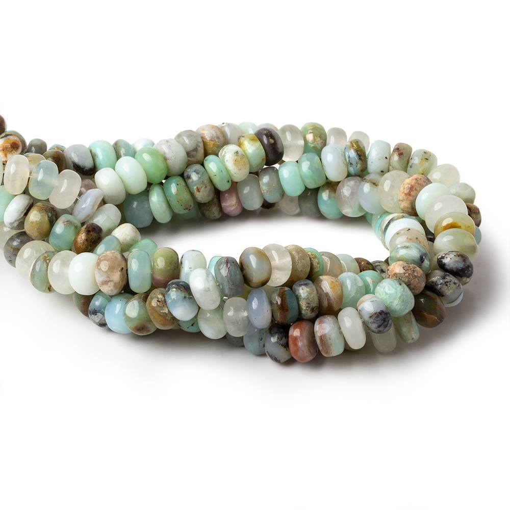 6mm Blue Peruvian Opal plain rondelles 14 inch 105 beads 1mm drill hole