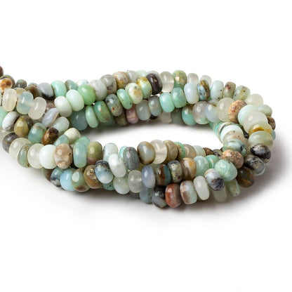 6mm Blue Peruvian Opal plain rondelles 14 inch 105 beads 1mm drill hole