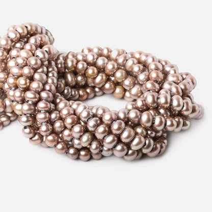 7-8mm Champagne Large Hole Off Round Freshwater Pearl 2.5mm drill hole, 15 inch, 64 pieces