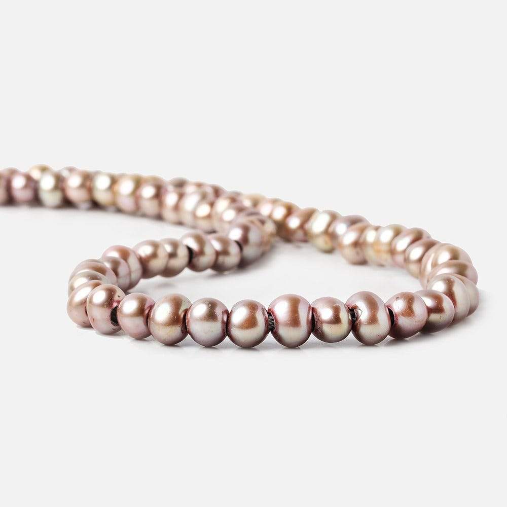 7-8mm Champagne Large Hole Off Round Freshwater Pearl 2.5mm drill hole, 15 inch, 64 pieces