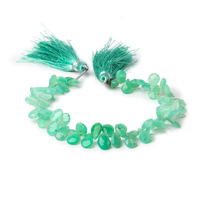 7-8mm Chrysoprase Faceted Pear Beads 8 inch 66 pieces
