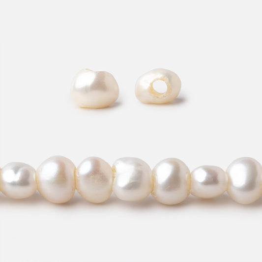 7mm Cream Baroque 2mm Large Hole Pearls 15 inch 63 pieces