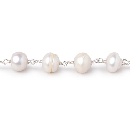 7-8mm Cream Baroque Pearls on .925 Silver Chain