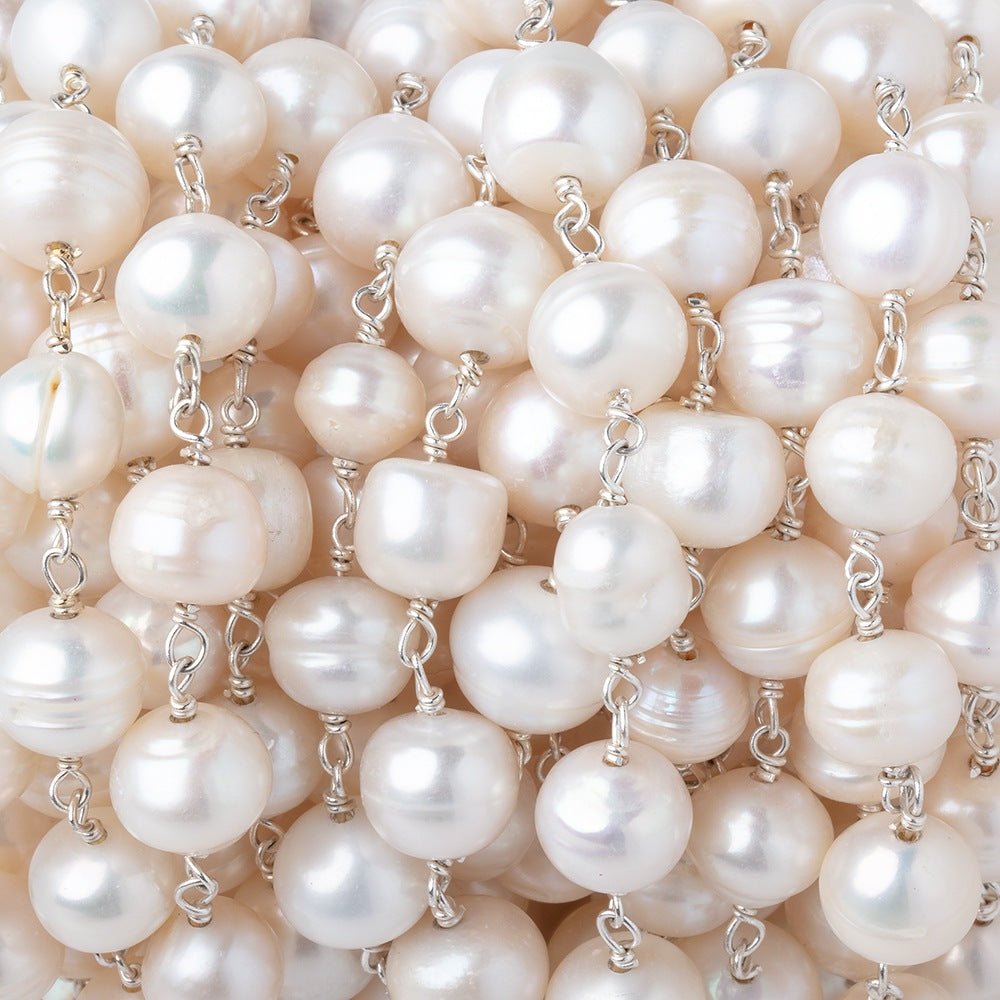 7-8mm Cream Baroque Pearls on .925 Silver Chain