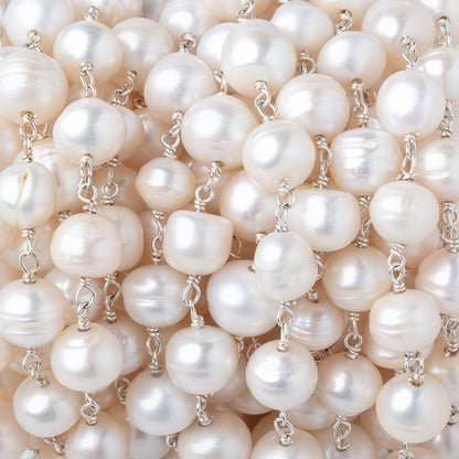 7-8mm Cream Baroque Pearls on .925 Silver Chain
