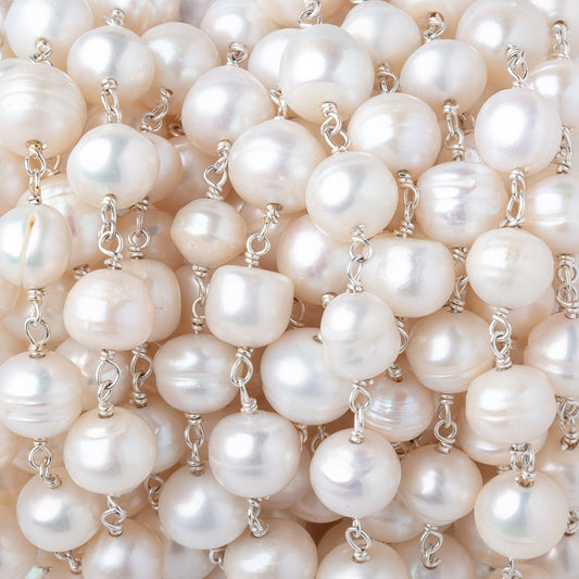 7-8mm Cream Baroque Pearls on .925 Silver Chain
