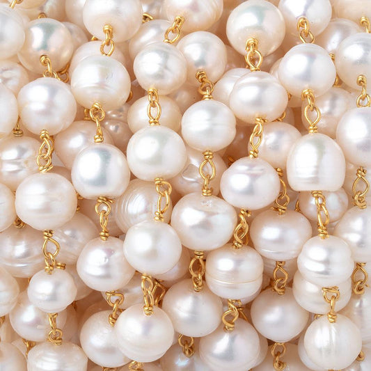 7-8mm Cream Baroque Pearls on Vermeil Chain