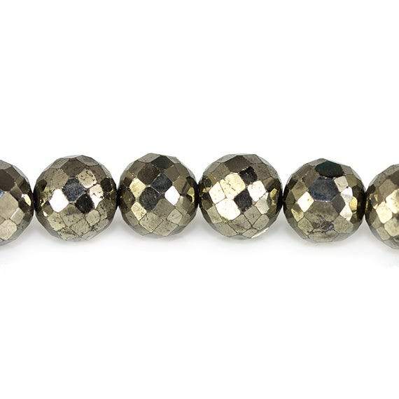 7-8mm Golden Pyrite Faceted Round Beads 8 inch 33 pieces