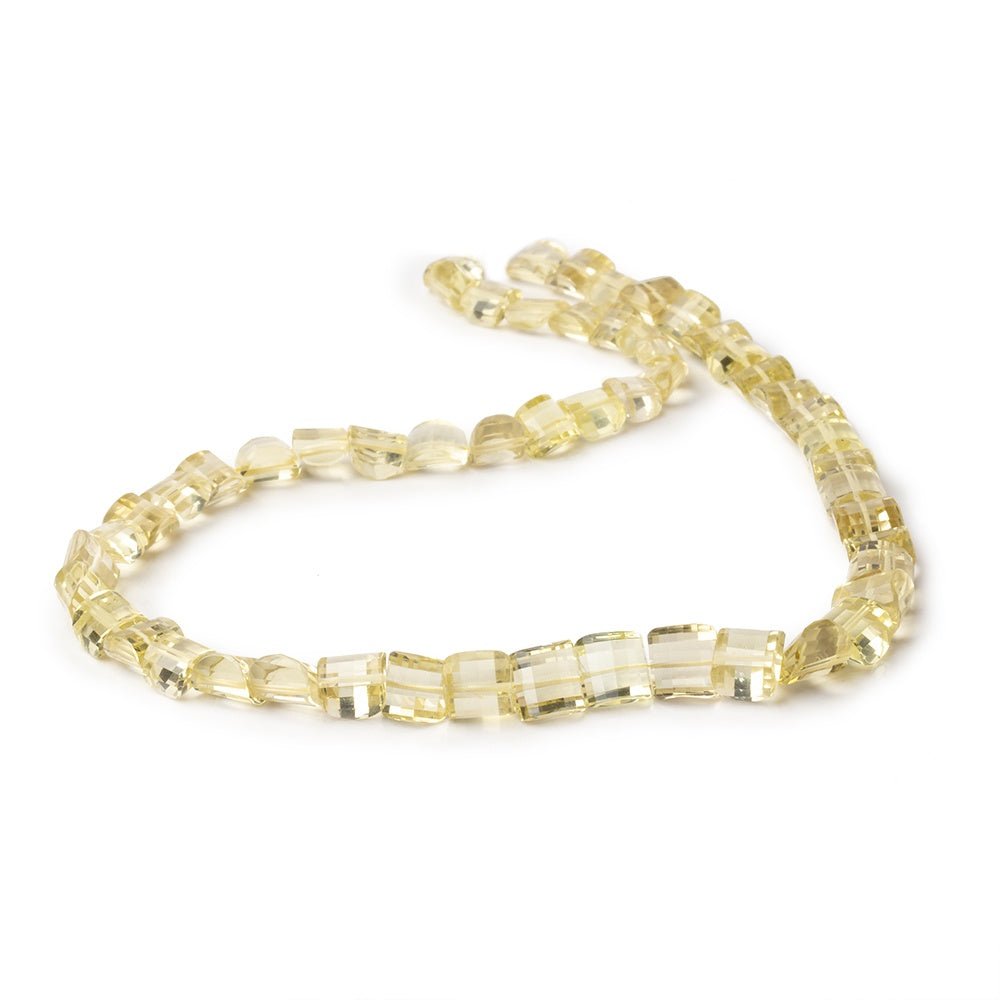 7-8mm Lemon Quartz Barrel Faceted Half Moon Beads 14 inch 53 Beads