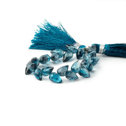 7-8mm London Blue Topaz Shoulder Drill Tear Drop 4 inch 24 Beads AAA