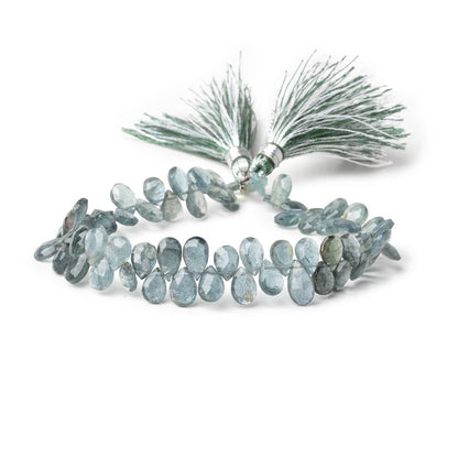 7-8mm Moss Aquamarine Faceted Pear Beads 8 inch 64 pieces