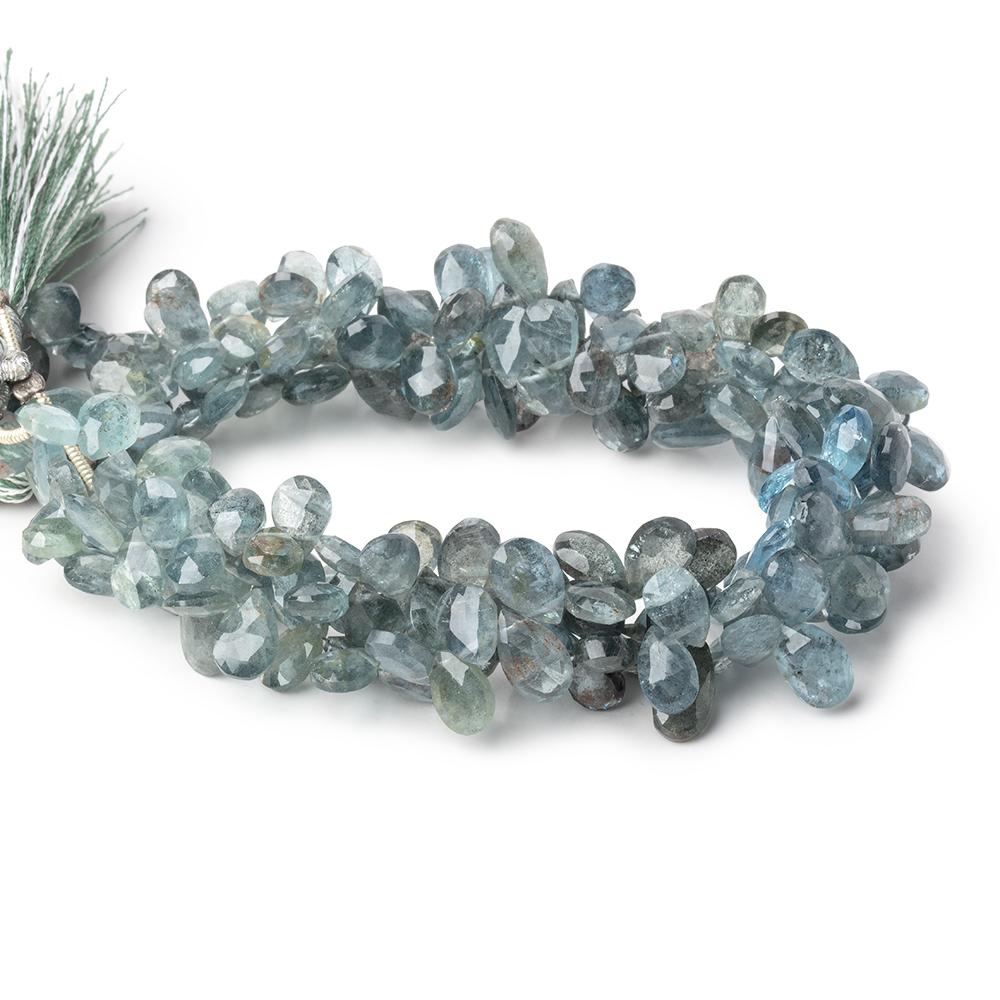 7-8mm Moss Aquamarine Faceted Pear Beads 8 inch 64 pieces