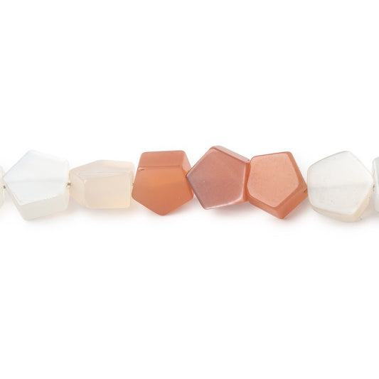 7-8mm Multi Color Moonstone Plain Pentagon Beads 18 inch 63 pieces
