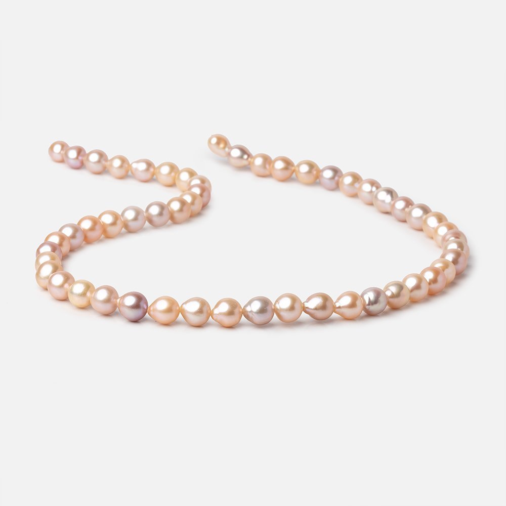 7-8mm Multi Peach Petite Ultra Baroque Freshwater Pearls 16 inch 48 Beads AAA