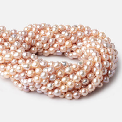 7-8mm Multi Peach Petite Ultra Baroque Freshwater Pearls 16 inch 48 Beads AAA