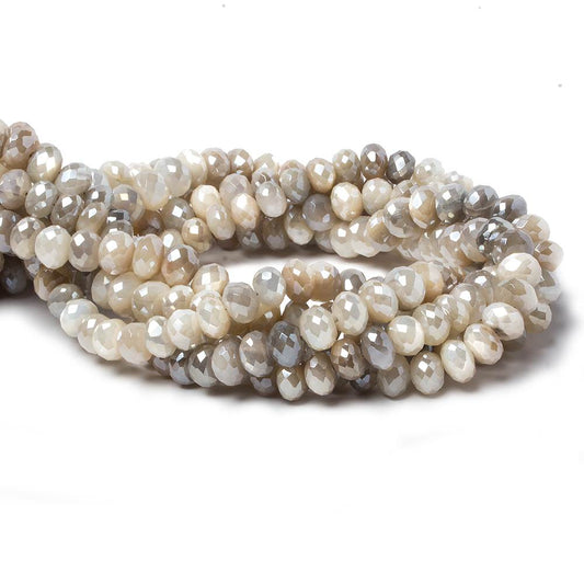 8-9.5mm Mystic Moonstone Faceted Rondelles 14 inch 53 beads