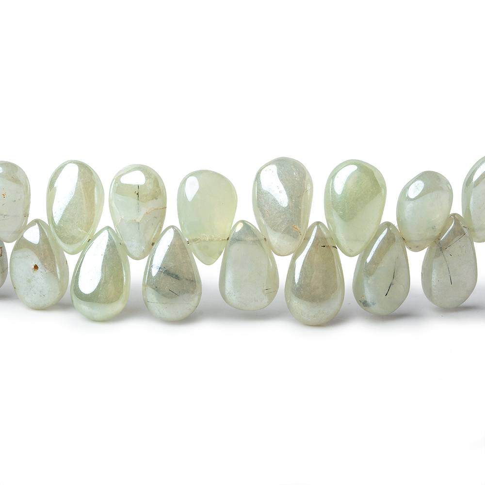 7-8mm Mystic Prehnite Plain Pear Beads 8 inch 58 beads