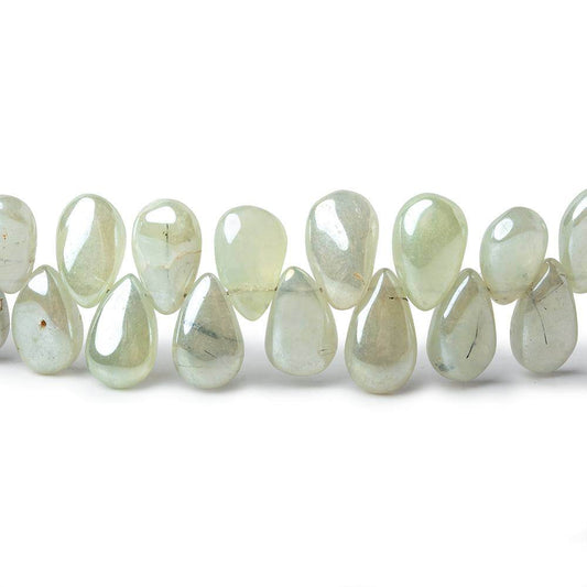 7-8mm Mystic Prehnite Plain Pear Beads 8 inch 58 beads