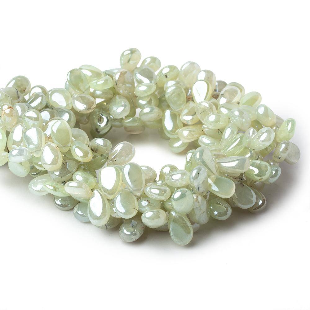 7-8mm Mystic Prehnite Plain Pear Beads 8 inch 58 beads