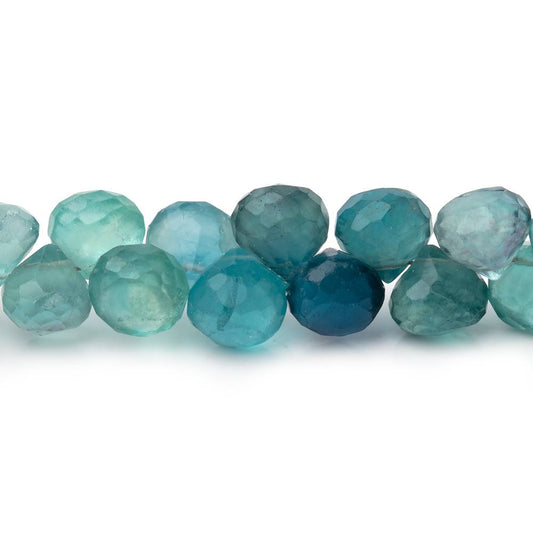 7-8mm Neon Teal Fluorite Faceted Candy Kiss Beads 7 inch 50 pieces AA