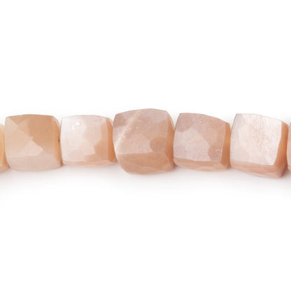 7-8mm Peach Moonstone Faceted Cube Beads 7.5 inch 24 pieces