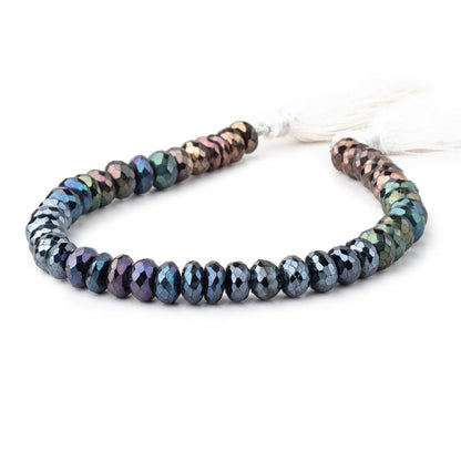 7-8mm Peacock Metallic Black Spinel Faceted Rondelles 8 inch 45 pieces