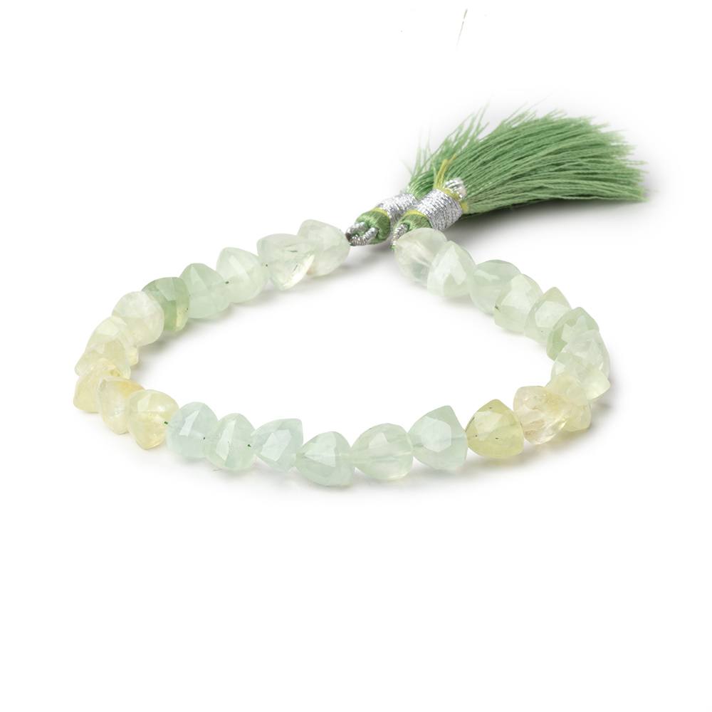 7-8mm Prehnite Faceted Trillion Beads 8 inch 24 pieces