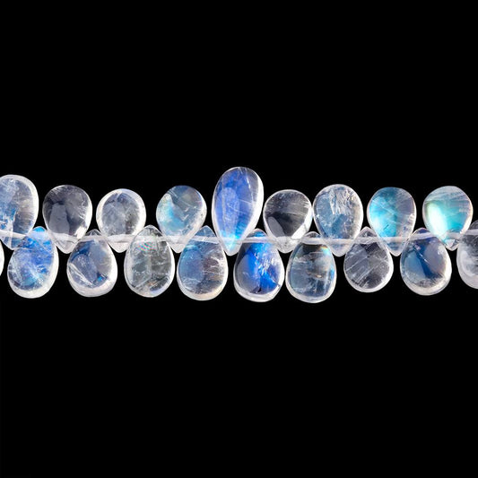 7-8mm Rainbow Moonstone Plain Pear Beads 8.5 inch 76 pieces AAA