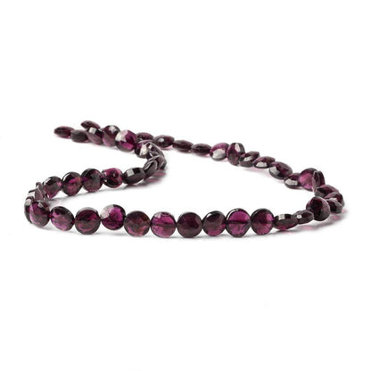 7-8mm Rhodolite Garnet Faceted Coin Beads 13 inch 45 pieces